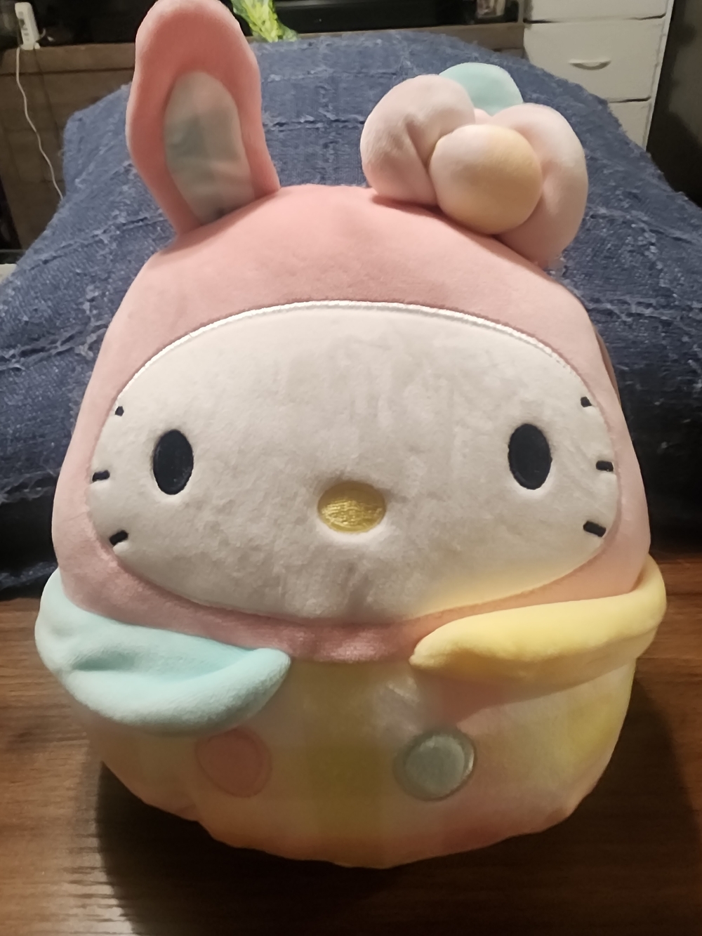 Hello Kitty Pastel Plush Bunny Hood with Mint, Yellow and Cream Accents